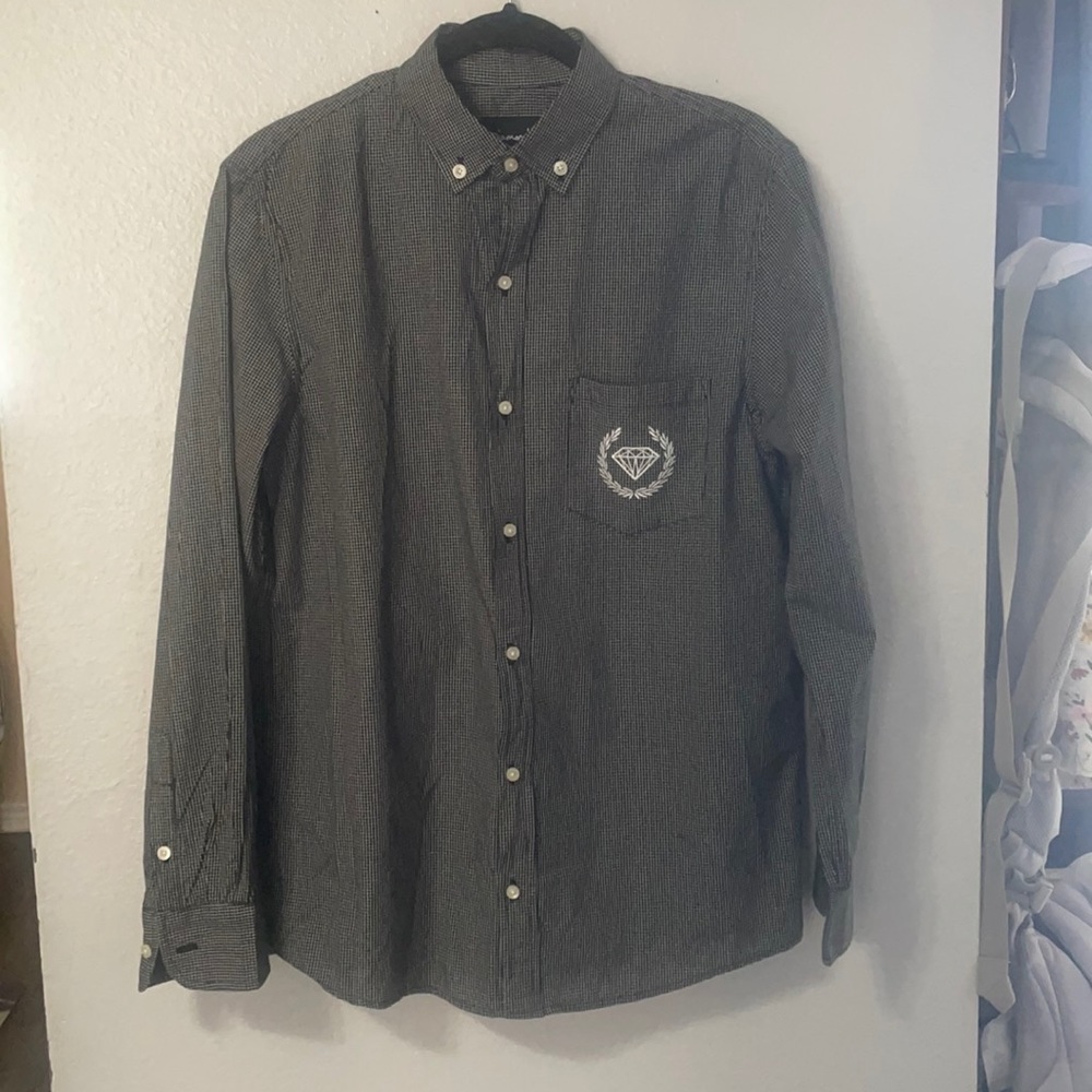 Diamond Supply Co Dress Shirt Button Up Checkered Men’s Size Medium